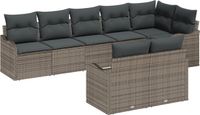 vidaXL Tuinbank Set 8-persoons Grijs Polyrattan