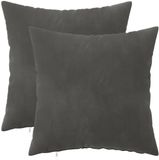 vidaXL Kussensloop 2 pcs HEERLEN Donkergrijs 35 x 35 cm Fluweel