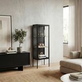 en.casa Vitrinekast Borshavisa 116x34x30 cm zwart