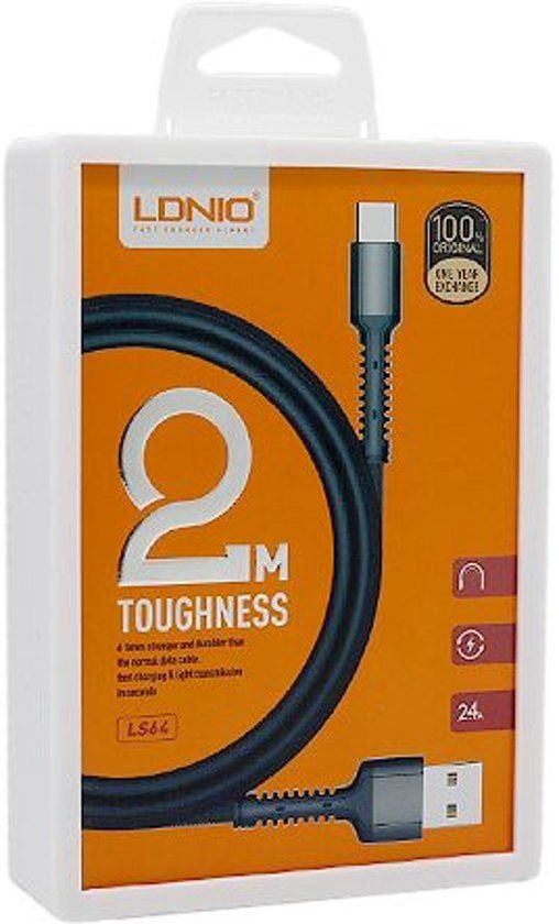 LDNIO LS64 USB C Oplaad Kabel 2.4A Fast Cable - LG G5 G6 G7 Nexus 5X Q7
