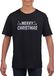 Bellatio Decorations Merry Christmas Kerst t-shirt zwart voor kinderen met zilveren glitter bedrukking L (140-152)