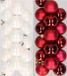 Decoris Kaemingk B.V. 32x stuks kunststof kerstballen mix van parelmoer wit en donkerrood 4 cm