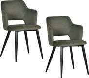 MEUBLE COSY Meubles Cosy Eetkamerstoelen - Set van 2 Scandinavische met Armleuning Stoffen Zitting Metalen Poten - Groen