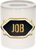 Bellatio Decorations Shoppartners Bv Spaarpot met voornaam Job - wit - met goud/zwart embleem - 8 x 9 cm - keramiek - met afsluitdop - cadeau verjaardag