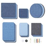 30 stuks jeanspatches om op te strijken, 5 kleuren, strijkpatches, 6 maten, rechthoek, vierkant, ovaal, jeanspatches, voor binnen en buiten, broeken, volwassenen en kinderen