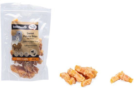 Beeztees Tasty Treats Zoete Aardappel Bites met Kip - Hondensnacks - Beloningssnoepjes - 200 gram