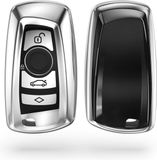kwmobile autosleutel hoesje geschikt voor BMW 3-knops draadloze autosleutel (alleen Keyless Go) hoes - TPU autosleutel behuizing - Beschermende auto sleutel case - Sleuteletui in hoogglans zilver
