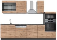 Vicco Fame-Line Unité de cuisine complète – 300 cm avec armoire haute, sans plan de travail Chêne doré/anthracite
