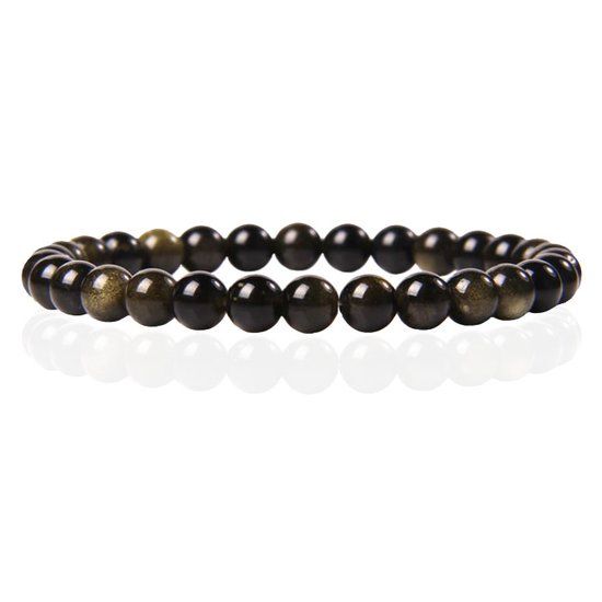 Memphis 6mm Natuursteen Armband - Gold Obsidian