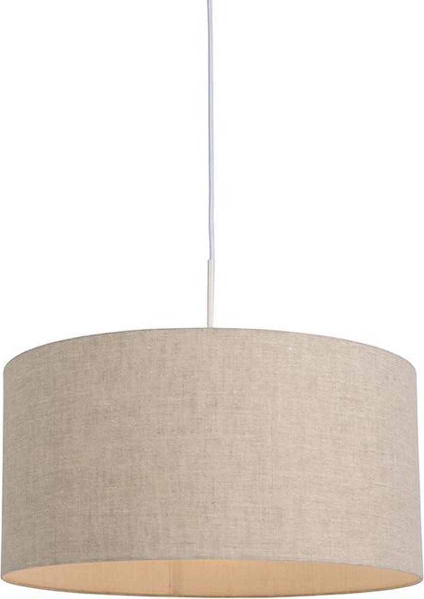 QAZQA combi - Landelijke Hanglamp met kap - 1 lichts - Ø 500 mm - Beige - Woonkamer | Slaapkamer | Keuken