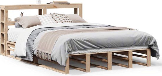 vidaXL Massief Grenenhouten Bedframe 120x200 cm Naturel