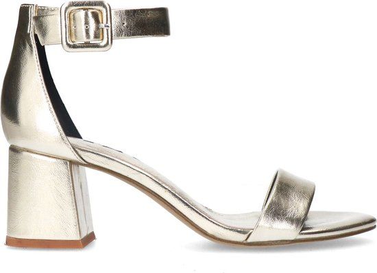 Sacha - Dames - Gouden metallic sandalen met blokhak - Maat 39