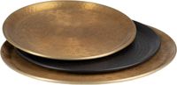 Snacktablet Bol Snackdienblad 48 x 48 x 2 cm Zwart Gouden Aluminium 3 Onderdelen