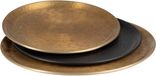 Snacktablet Bol Snackdienblad 48 x 48 x 2 cm Zwart Gouden Aluminium 3 Onderdelen