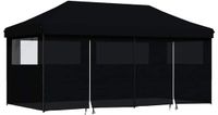 vidaXL Partytent inklapbaar pop-up met 4 zijwanden zwart