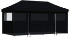 vidaXL Tente de réception pliable pop-up avec 4 parois latérales noir