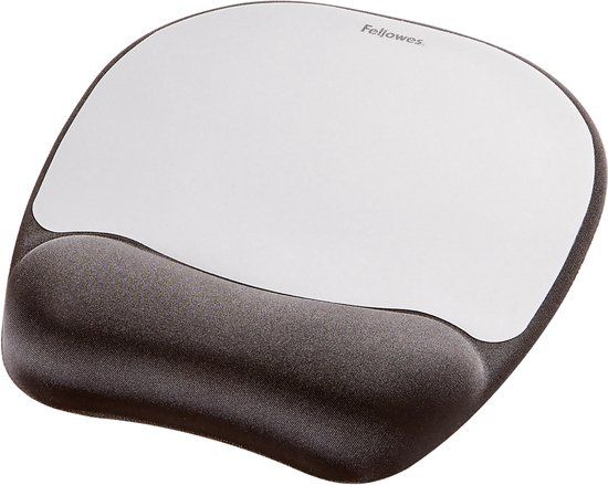 Fellowes Ergonomische Muismat met Polssteun – Memory Foam – Zwart/Grijs
