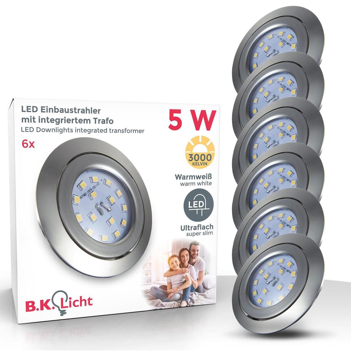 B.K.Licht - LED Inbouwspots - Set van 6 - Rond - Kantelbaar - 3000K - Nikkel