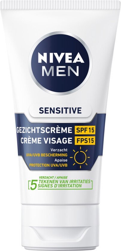 NIVEA MEN Sensitive Gezichtscr&#232;me - Dagcr&#232;me - SPF 15 - Gevoelige huid - Met kamille en vitamine E - 75 ml