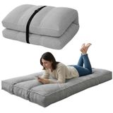 Bananair - Futon matras - Afneembare hoes - Futon bed - Vloermatras - Logeerbed Eenpersoons - Ribfluweel - 90x190 cm - Lichtgrijs