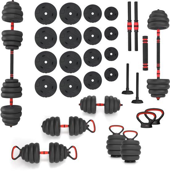 HMS 6-in-1 Weight Set HMS SGN140 - 40KG (Barbell, Dumbbell, Kettlebell)