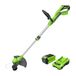 Greenworks G40LT33K2 Accu Grastrimmer met Wiel voor Kleine tot Middelgrote Tuinen, 33 cm Maaibreedte, Automatische Invoer 1,65 mm Nylondraad, 40V 2Ah Accu en Oplader
