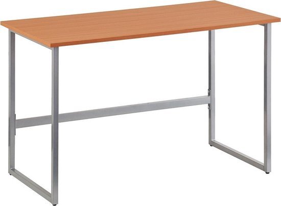 HJH OFFICE 674250 schrijftafel WORKSPACE Light beuken/zilver smalle computertafel met stalen frame 76 x 120 x 60 cm