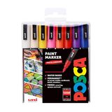POSCA PC-3M Set van 16 permanente markers op waterbasis, fijne punt, voor knutselen, gebruik voor meerdere oppervlakken op hout, metaal, papier, canvas, karton, glas, stof, keramiek, steen