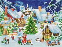 Meedoekalender Diamond-Painting-adventskalender: betoverend winterdorp