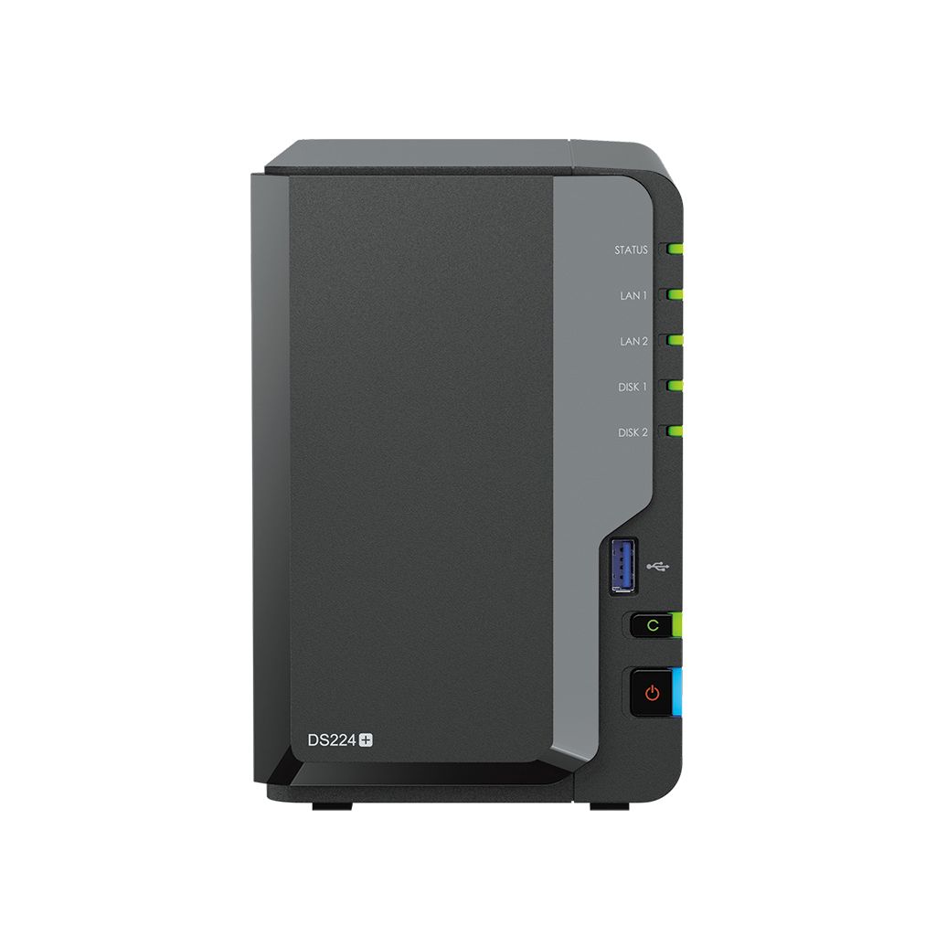Synology DiskStation DS224+ NAS - Desktop - Intel Celeron J4125 - 2GB RAM - 2-Bay - Black