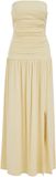 WE Fashion Dames jersey strapless maxi jurk met plooidetail Lichtgeel L