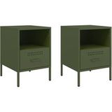Table de chevet 2 pcs cabinet de chevet table de nuit vert olive 36x39x50,5 cm acier