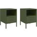 Table de chevet 2 pcs cabinet de chevet table de nuit vert olive 36x39x50,5 cm acier