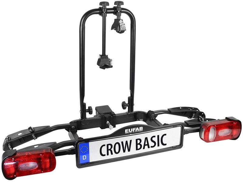 Eufab Crow Basic Fietsendrager voor Trailer Koppeling - 2 Fietsen - Zwart - Inklapbaar - Geschikt voor elektrische fietsen