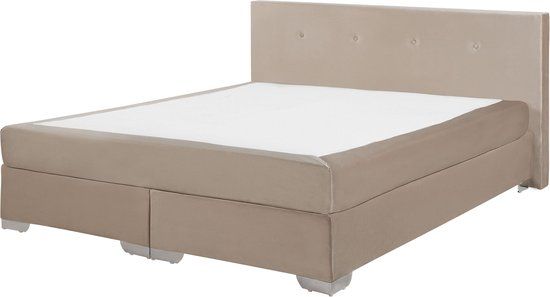 Beliani CONSUL Boxspring Bed - Beige - 160x200cm - Velvet