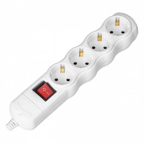 ORNO Stekkerdoos met schakelaar - Verdeelstekker 4-voudig - Wit - Zonder snoer/kabel