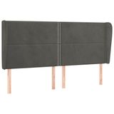 vidaXL Hoofdbord met randen 163x23x78/88 cm fluweel donkergrijs