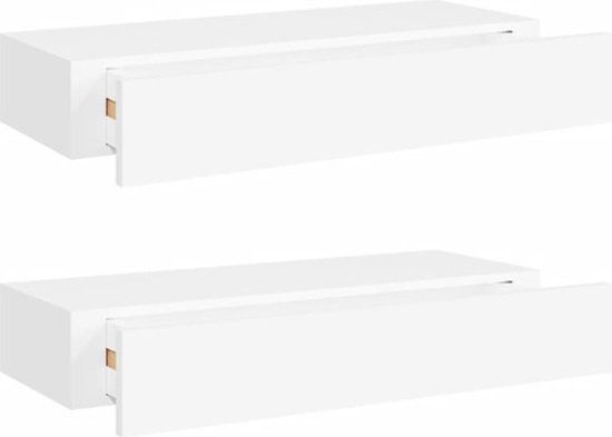 vidaXL Wandschappen - 2 stuks - met lade - 60x23,5x10 cm - MDF - wit