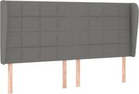 vidaXL Hoofdbord met randen 203x23x118/128 cm stof donkergrijs