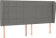 vidaXL Hoofdbord met randen 203x23x118/128 cm stof donkergrijs