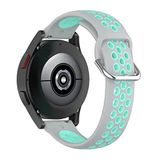 By Qubix Qubix Geschikt voor Samsung Galaxy Watch 4 Classic - 42mm & 46mm - Siliconen sportbandje met gesp - Grijs + turquoise