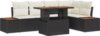 vidaXL Tuinbank - Set - 3 zitplekken - Zwart - Polyrattan