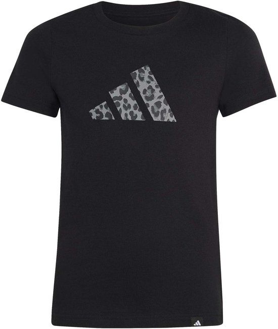 Adidas Jg Animal T T-shirt Kinderen Zwart Katoen Ronde Hals Korte Mouw Regular Fit