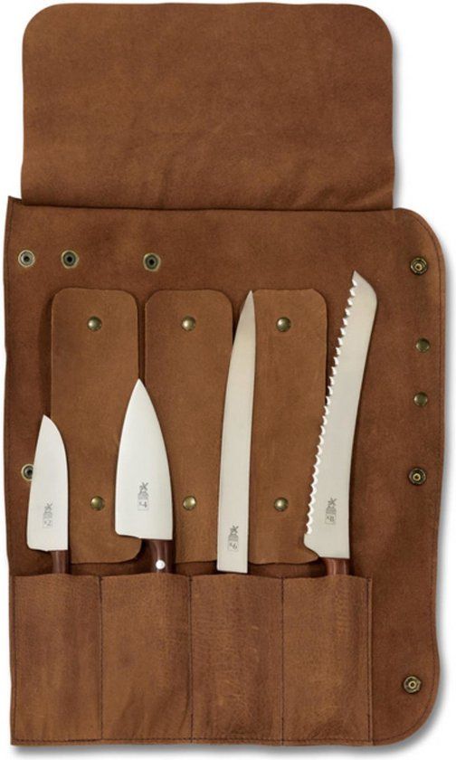 Robert Herder Messenfoudraal - Messenetui - Leder - 4 Messen - Bruin