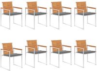 vidaXL Tuinstoelen 8 st met kussens massief acaciahout
