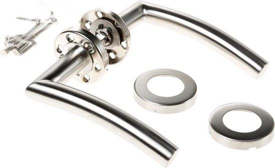 Intersteel Deurkruk Lisa 90° Rond Rozet RVS Geborsteld