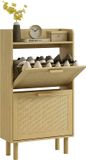 HOMCOM Klapbare schoenenkast - Spaanplaat - 80x24,5x110cm - Eiken