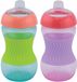 Nuby Nûby - Set van 2 Mini Drinkbekers voor Kinderen - Oefenbeker met Siliconen Greep - Baby Drinkbeker - Roze & Groen - 180 ml - 4m+