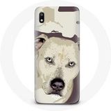 Maniacase Hoesje voor Samsung Galaxy A10 Pitbull hond wit