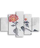 Homemania Wandafbeelding, bloemenmotief, 5 stuks, natuur, voor woonkamer, meerkleurig, 95 x 0,3 x 60 cm, HM205MDF107, MDF